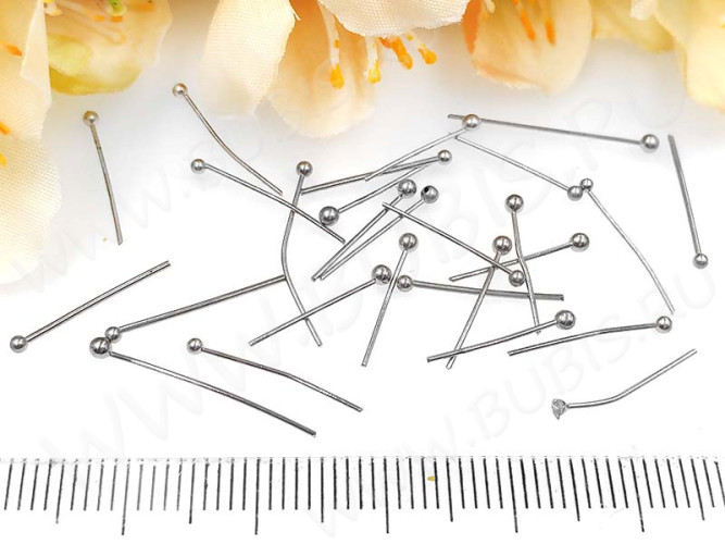 (СКИДКИ!!!) Штифт с ШАРИКОМ МИКС 13-20*0,4-0,5мм цвет платины (Brass) (100шт.)