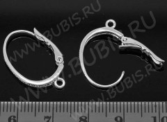 Швензы с французским замком №13 22*15*3мм серебристые (Brass) (1 пара)