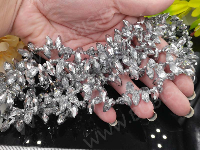 (СКИДКИ!!!) Подвеска Капля гранёная 12*6*5,5мм Хрусталь прозрачно-серебристый непрозрачный (имитация Сваровски) (10шт.)