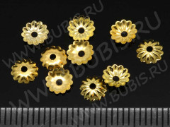 (СКИДКИ!!!) Шапочка тонкая 088 простая 20 Цветочек 5*5*1,5мм золотистая (Iron) (200шт.)