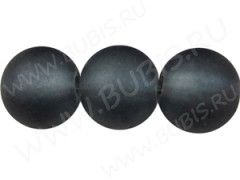 Бусина округлая матовая 4мм т.серая полупрозрачная (стекло) (50шт.)