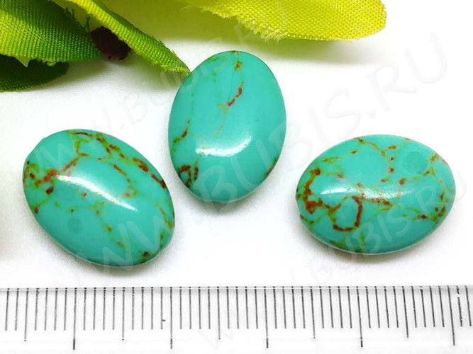 Бусина каменная Овал 74 27*20*8мм Говлит бирюзовый пресс. (камни)