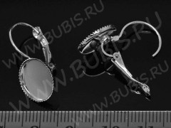 Швензы с французским замком №27 с сеттингом 12мм 25*13*12,5мм цвет платины (Brass) (1 пара)