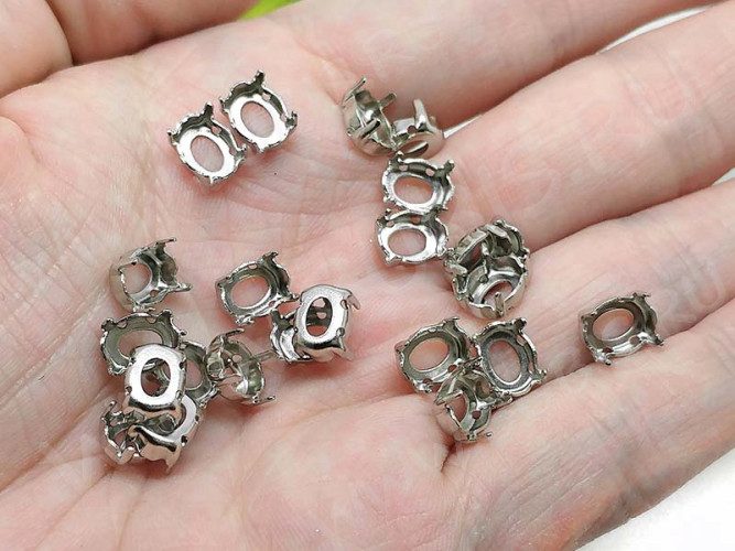 (СКИДКИ!!!) Разделитель 26 Сеттинг с лапками Овал 8*6мм для риволи/страз 8*6*4,5мм цвет платины (Brass) (10шт.)