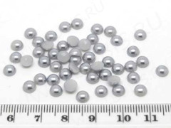 Кабошон декоративный 27 Полубусина 5*5*2,5мм серый перламутр непрозрачная (акрил) (50шт.)