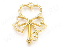 Подвеска Рамка 31 Ключик с сердечком 39*29*2,6мм золотистая (литьё)