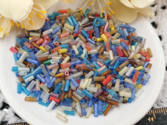 Бисер для проставок 11 стеклярус 3-5*1,8-2мм МИКС полупрозрачный (стекло) (20г)