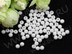 Бусина Округлая 28 Шар 5мм белый глянцевый непрозрачный (акрил) (50шт.)