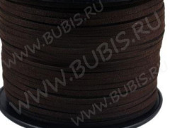 Замшевый шнур 04 плоский 4*1,4мм тёмно-коричневый (1м)
