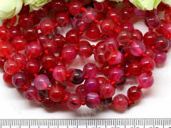 (ОПТ) Бусина округлая 8мм Агат кракле св.малиновый (камни) (НИТЬ)