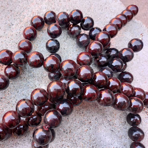 (ОПТ) Бусина округлая 14мм Гранат пресс. (камни) (НИТЬ)