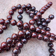 (ОПТ) Бусина округлая 14мм Гранат пресс. (камни) (НИТЬ)