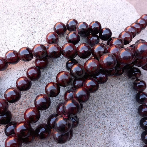 (ОПТ) Бусина округлая 14мм Гранат пресс. (камни) (НИТЬ)