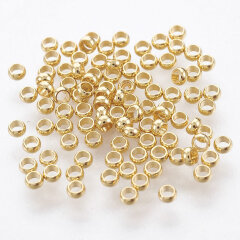 Зажимные бусины 23-G рондели округлые 2*1мм Real Gold Plated 18k золотистые (Хирургическая сталь) (20шт)