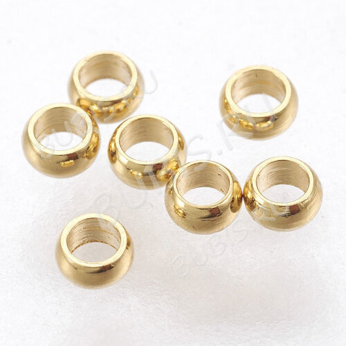 Зажимные бусины 23-G рондели округлые 2*1мм Real Gold Plated 18k золотистые (Хирургическая сталь) (20шт)