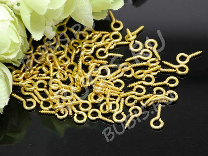 Штифт винтовой 07 толстый 10*4*1,1мм золотистый (Iron) (100шт)