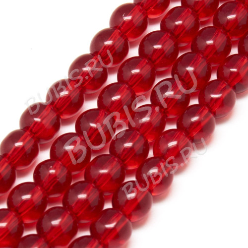 Бусина округлая 4мм красная прозрачная (стекло) (НИТЬ) 
