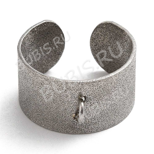 Основа (заготовка) для кольца 182 широкое с петелькой колечком цвет платины (Хирургическая Сталь)