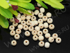 Бусина Округлая 6*5,5мм натуральная неокрашенная (дерево) (50шт.)