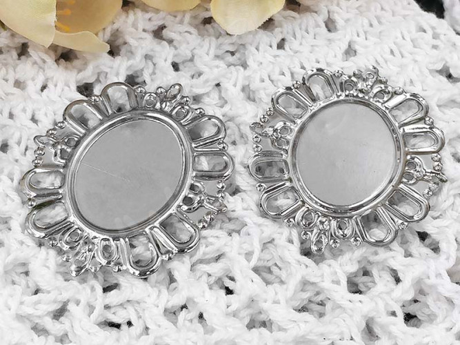 Подвеска-сеттинг Овал 19 коннектор (сеттинг 25*19мм) 43,5*38*1,1мм цвет платины (Iron)