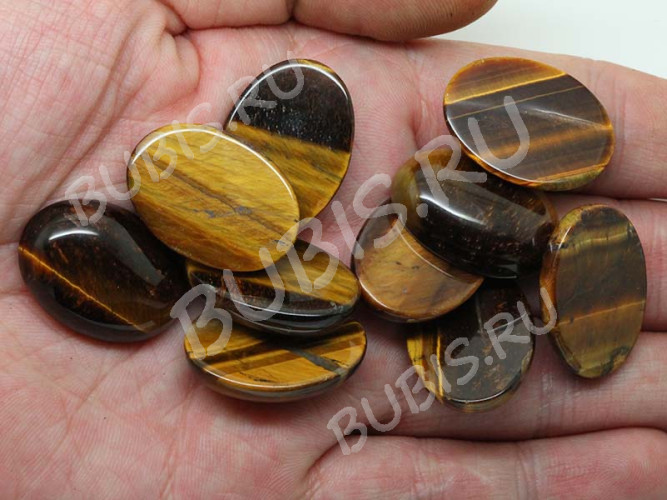 Кабошон каменный 051 Овал 25*18*6,5мм Тигровый глаз (камни)