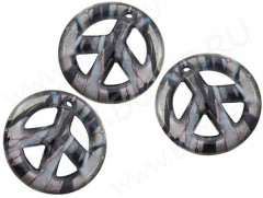 Подвеска Пацифик 20*20*3,5мм чёрный и мультиколор (Lampwork)