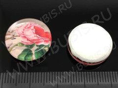 Кабошон стеклянный 33 Круглый 18*18*5мм рисунок 18 (стекло)