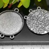 Подвеска-сеттинг Круг 32 коннектор с листиками (сеттинг 30мм) 40*32*3мм античное серебро (литьё) Купить Подвеска-сеттинг Круг 32 коннектор с листиками (сеттинг 30мм) 40*32*3мм античное серебро (литьё) с доставкой по России