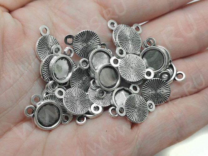 (СКИДКИ!!!) 277 Коннектор-сеттинг Круг (сеттинг 8мм) 17,5*10,5*1,7мм античное серебро (литьё) (10шт.)