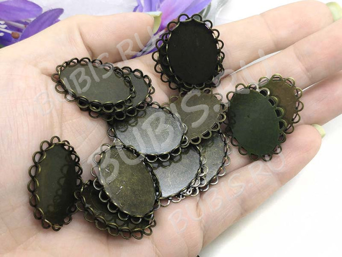 Подвеска-сеттинг Овал 56 коннектор (сеттинг 25*18мм) 29,5*22,5*3мм античная бронза (Brass)