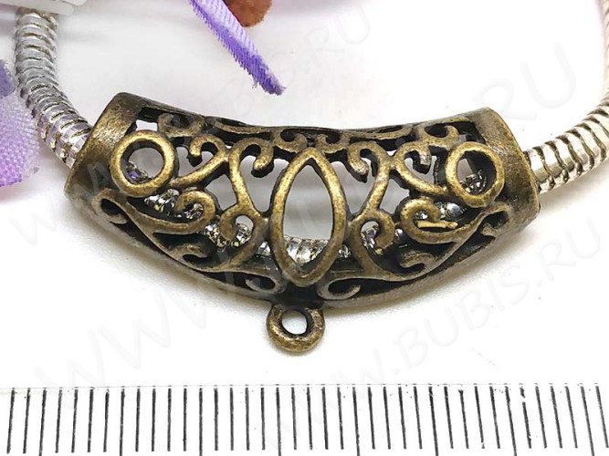 Бусина с петлёй 081 Бейл ажурный крупный 32*18*10мм античная бронза (литьё)