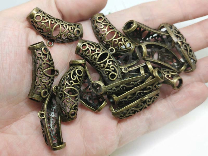 Бусина с петлёй 081 Бейл ажурный крупный 32*18*10мм античная бронза (литьё)