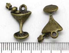 Подвеска Коктейль 06 3D со звёздочкой 21*12,5*4мм античная бронза (литьё)