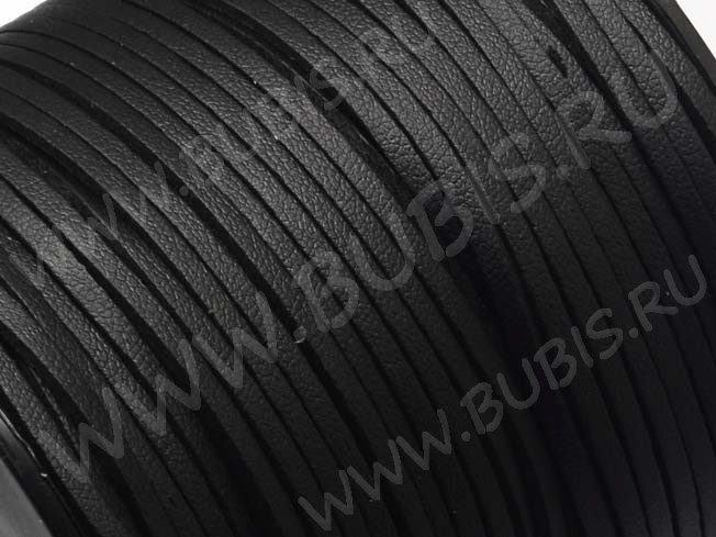 Шнур кожаный 49 кожзам полоска 2,7*1,5мм чёрный (1м)