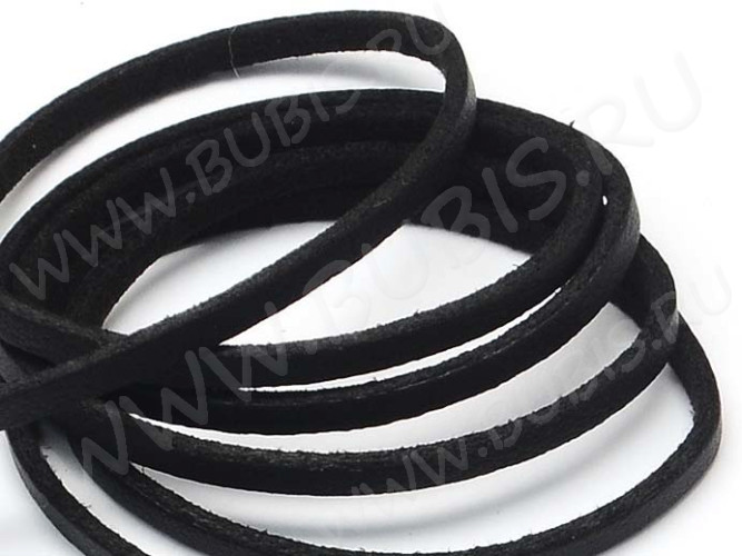 Шнур кожаный 49 кожзам полоска 2,7*1,5мм чёрный (1м)