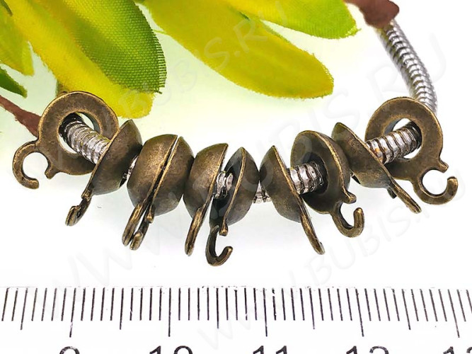 (СКИДКИ!!!) Бусина с петлёй 096 Бейл половинчатый 14*9,5*3мм античная бронза (литьё) (10шт.)
