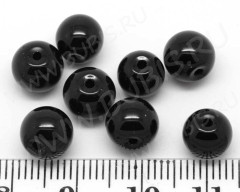 Бусина округлая 8мм чёрная непрозрачная (стекло) (10шт.)