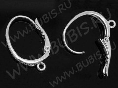 Швензы с французским замком №14 19*12,5*2,5мм серебристые (Brass) (1 пара)