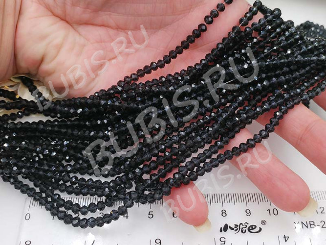 Бусина кристалл гранёный абакус 4,3*4*3,5мм т.серый прозрачный (имитация Сваровски) (20шт.)