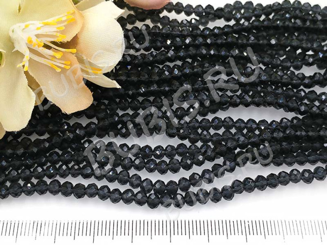 Бусина кристалл гранёный абакус 4,3*4*3,5мм т.серый прозрачный (имитация Сваровски) (20шт.)