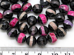 Бусина округлая ГРАНЁНАЯ 8мм Агат Тибетский с полоской чёрный (камни)