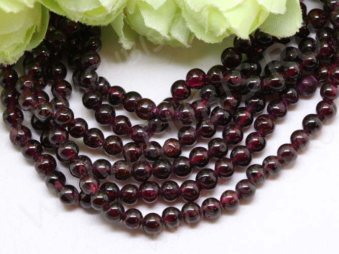 (ОПТ) Бусина округлая 4,5мм Гранат (камни) (НИТЬ)