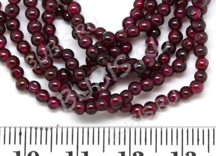 (ОПТ) Бусина округлая 4,5мм Гранат (камни) (НИТЬ)