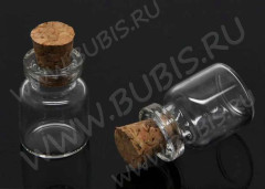 Бутылочка 23 с пробкой 6мл 34*22*22мм прозрачная (стекло)