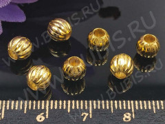 Бусина металлическая Шарик &quot;Тыковка&quot; 6*6*5,5мм золотистый (Iron) (10шт.)