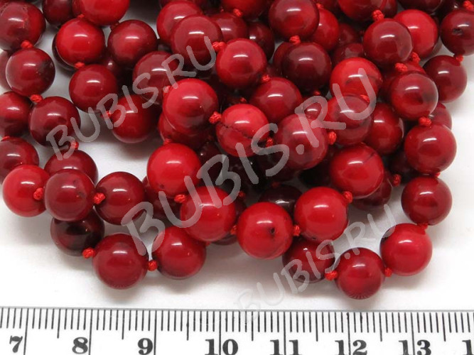 Бусина округлая 11мм Коралл красный натуральный (камни)