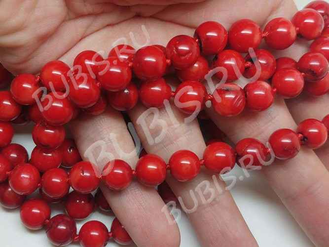 Бусина округлая 11мм Коралл красный натуральный (камни)