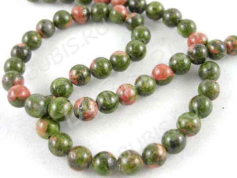 (ОПТ) Бусина округлая 8мм Унакит (камни) (НИТЬ)