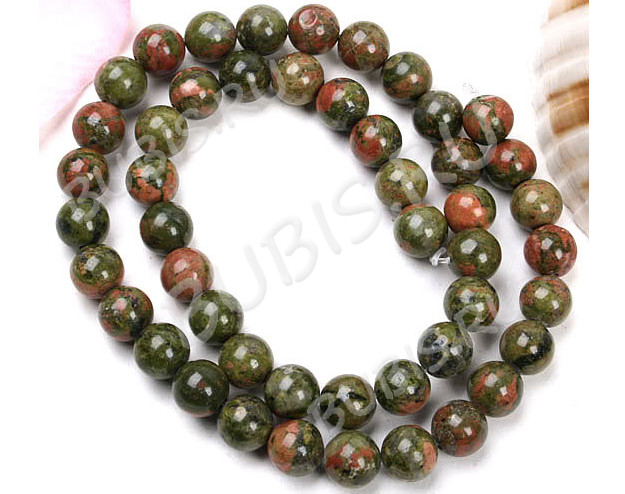 (ОПТ) Бусина округлая 8мм Унакит (камни) (НИТЬ)