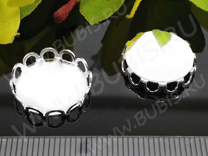 (СКИДКИ!!!) Подвеска-сеттинг Круг 33 коннектор (сеттинг 15мм) 16,5*16,5*2,85мм серебристый (Brass) (10шт.)